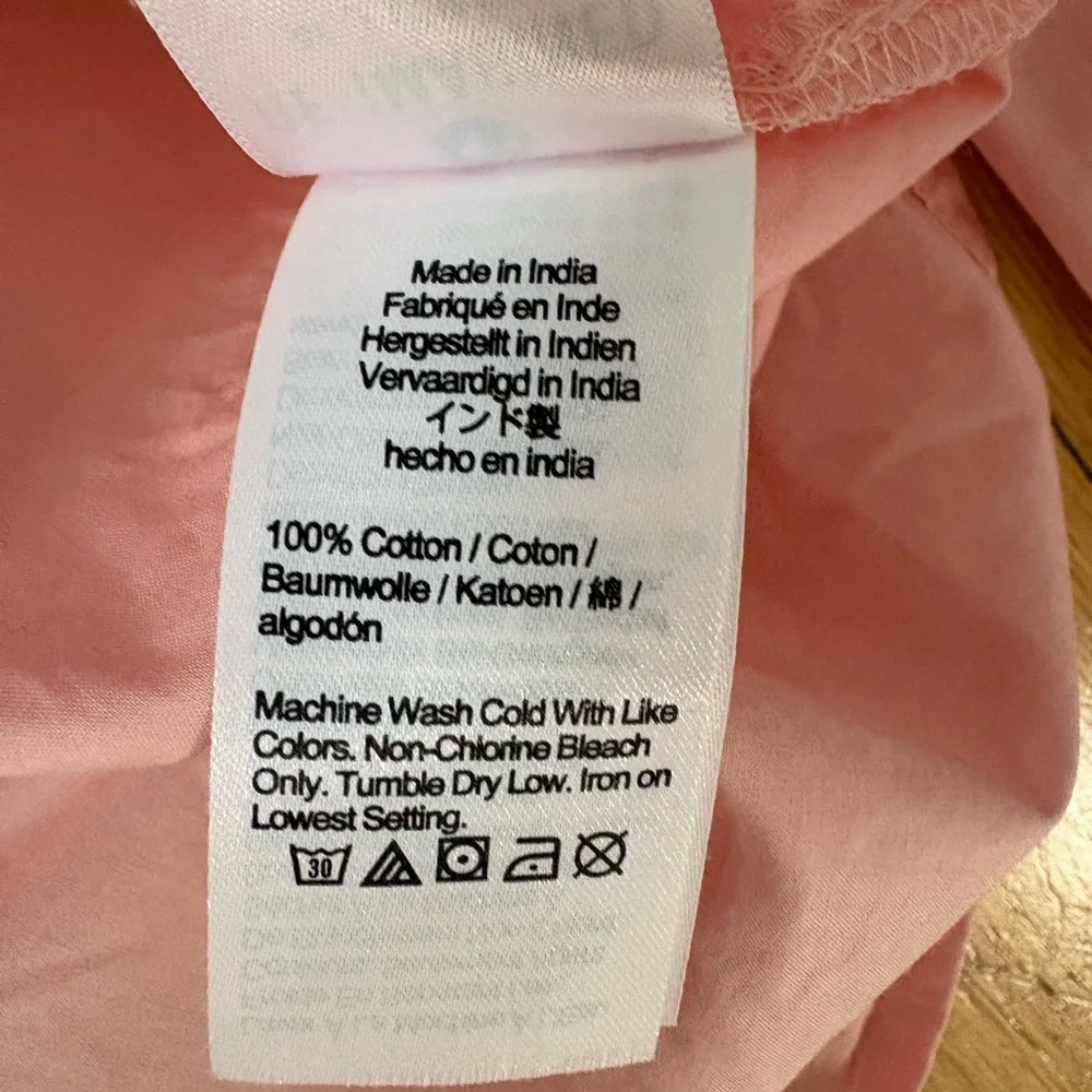J.Crew Cottage Top in Cotton Poplin Pink Ruffle High Neck Blouse Size 2
